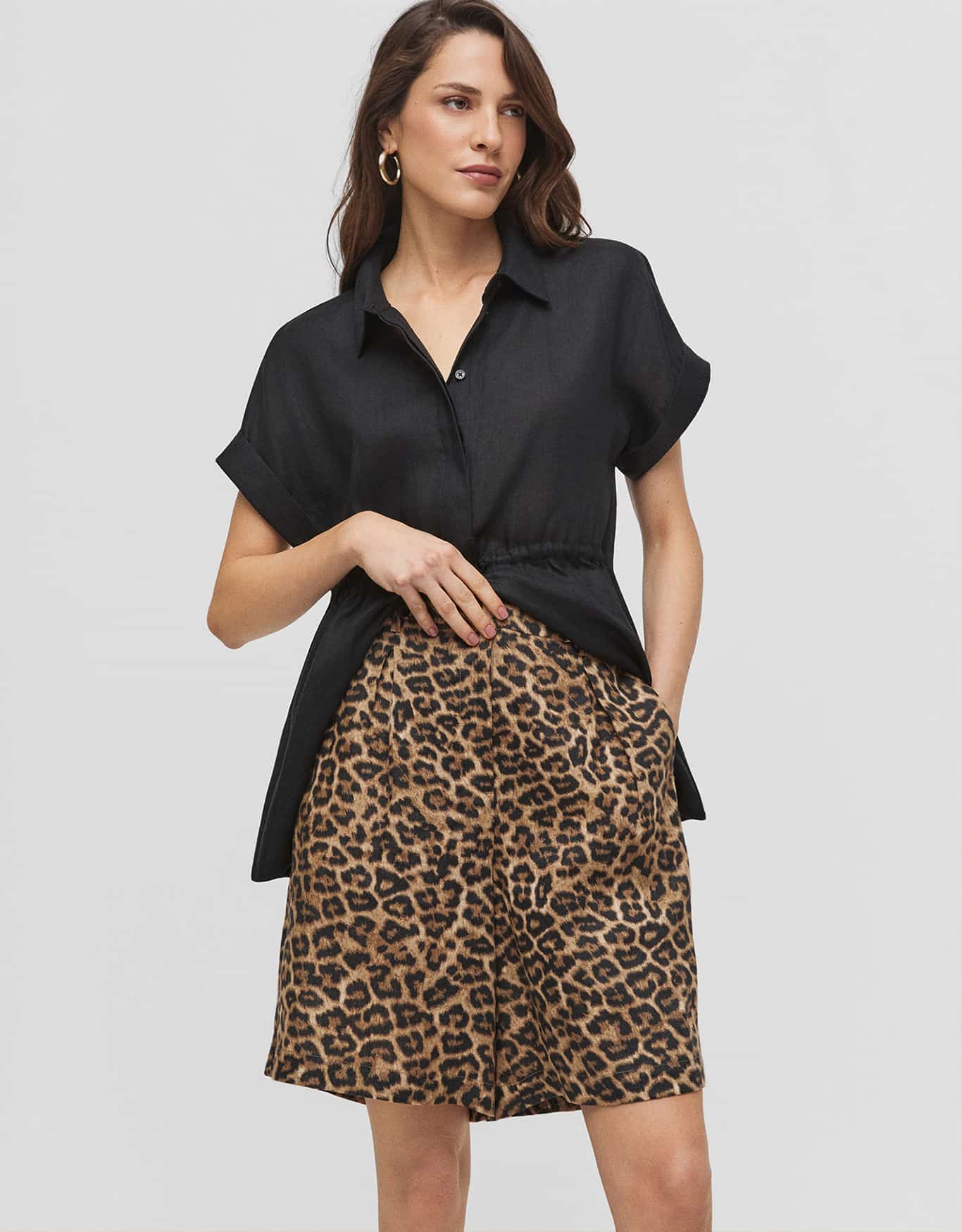 Bermuda Linho Leopardo