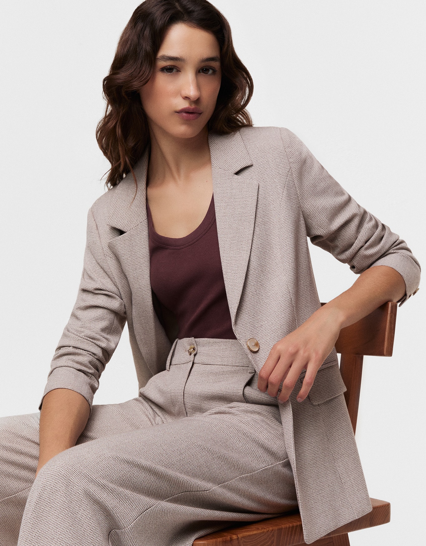 Blazer Alfaiatado Mini Pied Poule