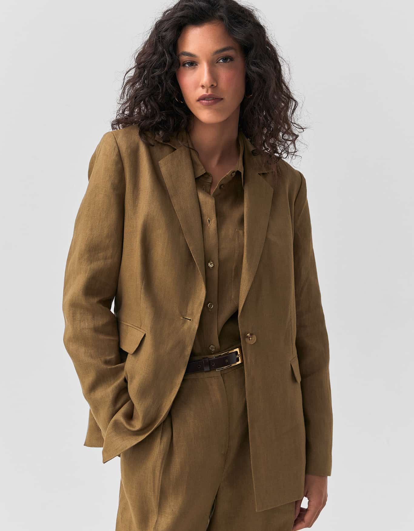 Blazer Linho Alfaiatado Verde Oliva