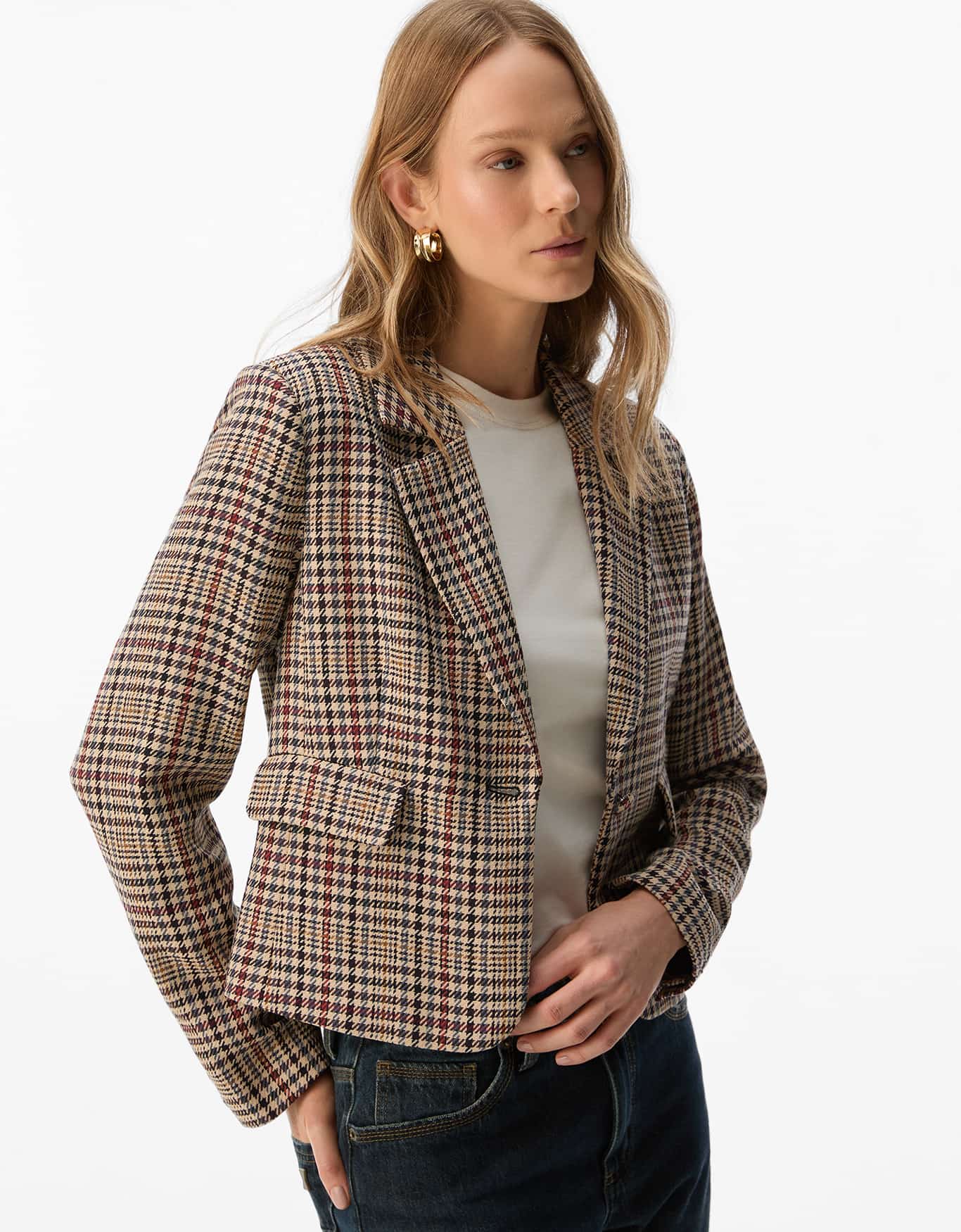 Blazer Pied Poule Xadrez