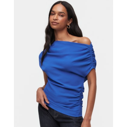 Blusa 360 Assimetrica Alfaiataria Leve Azul
