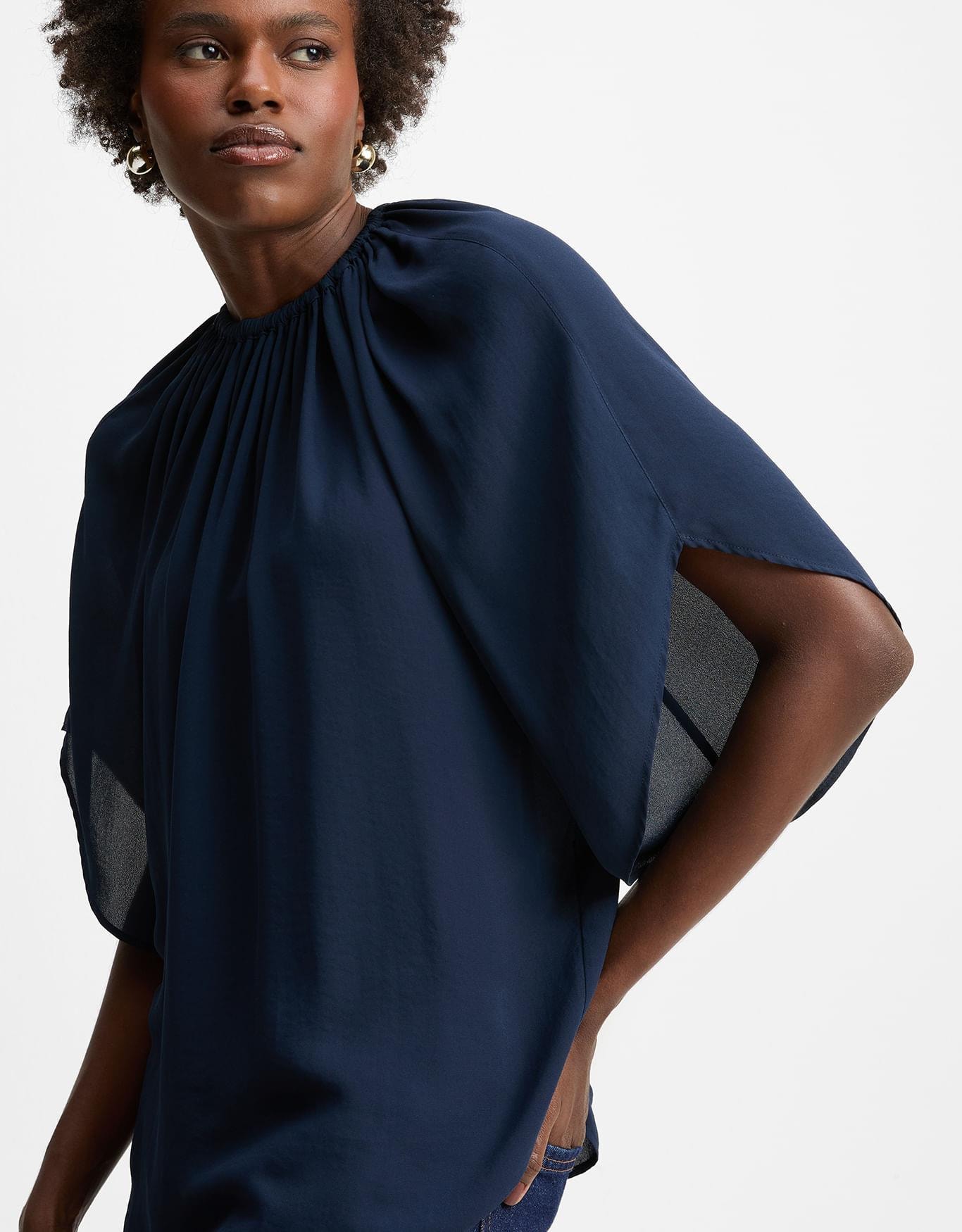 Blusa Alongada Elástico Gola