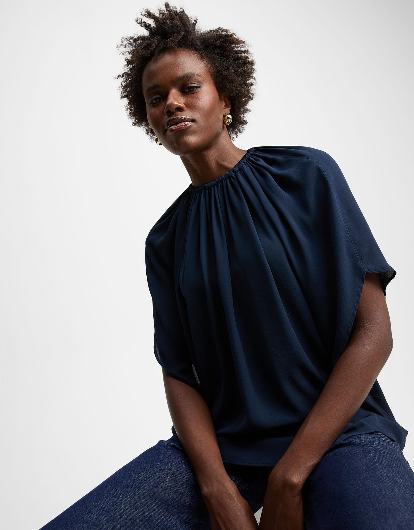 Blusa Alongada Elástico Gola