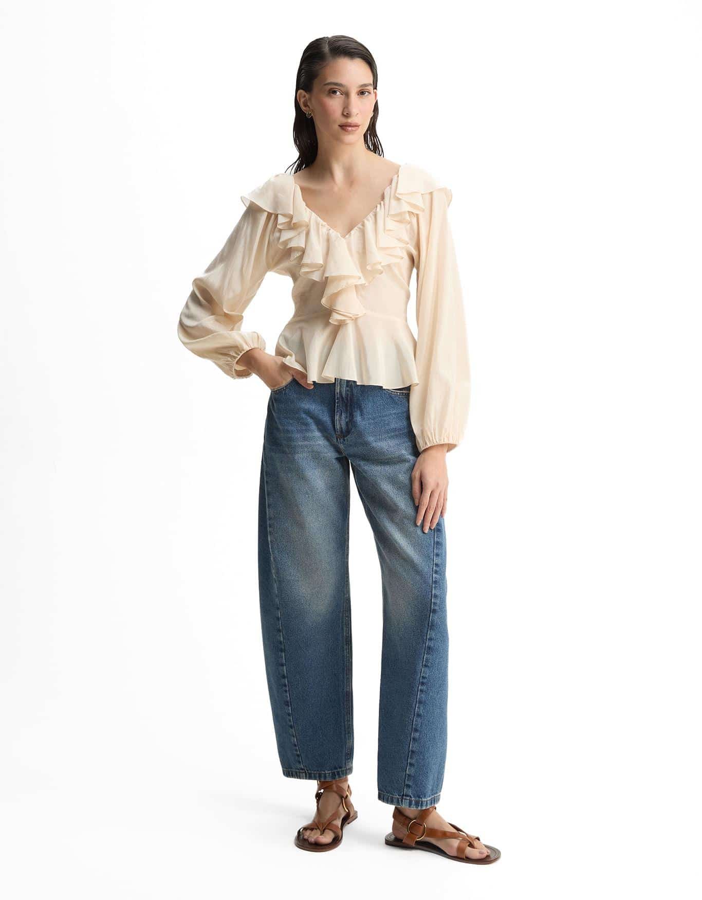 Blusa Ampla Com Babados