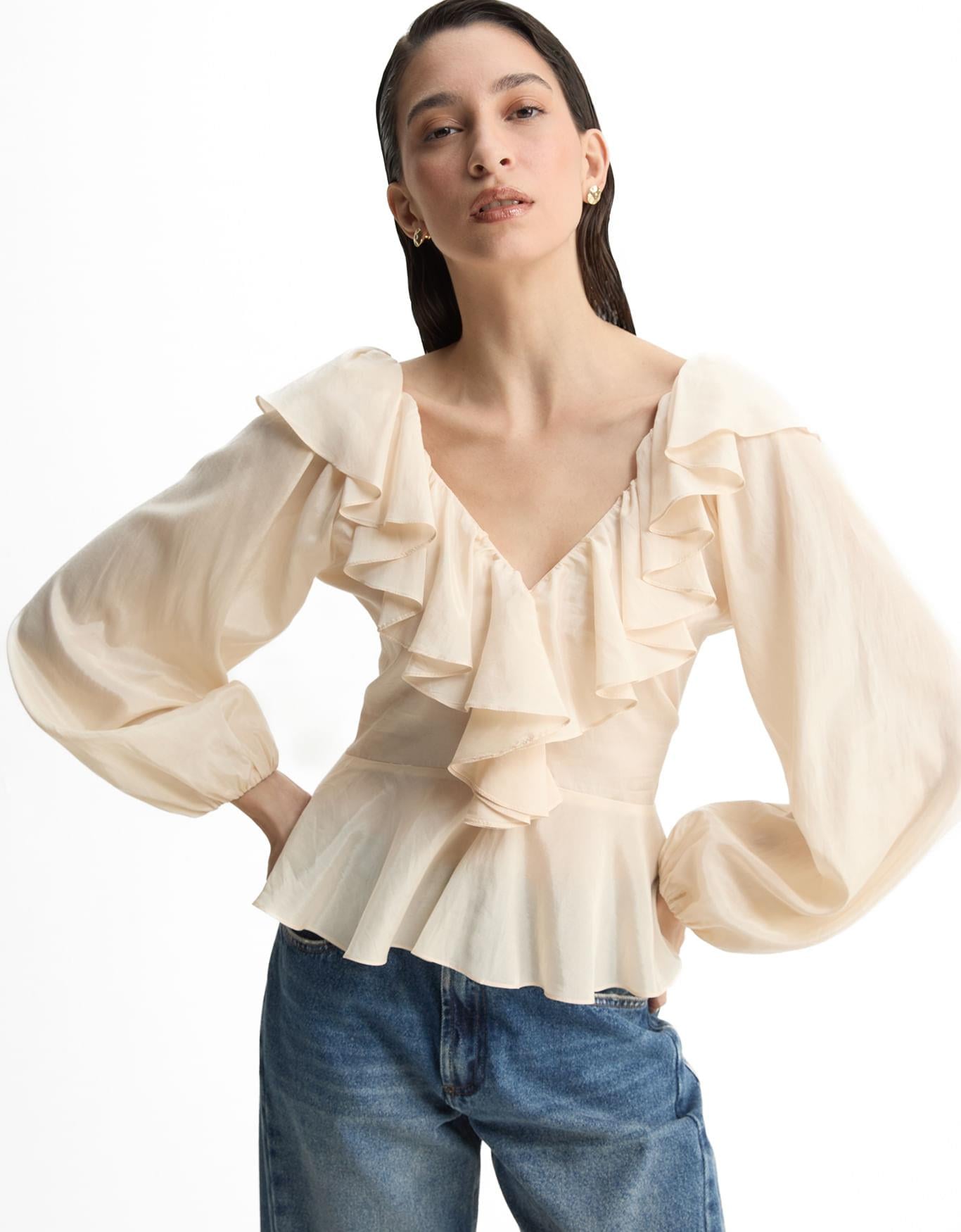 Blusa Ampla Com Babados