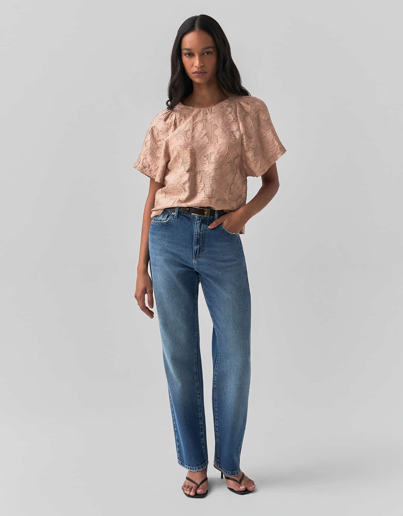 Blusa Ampla Floral Jacquard