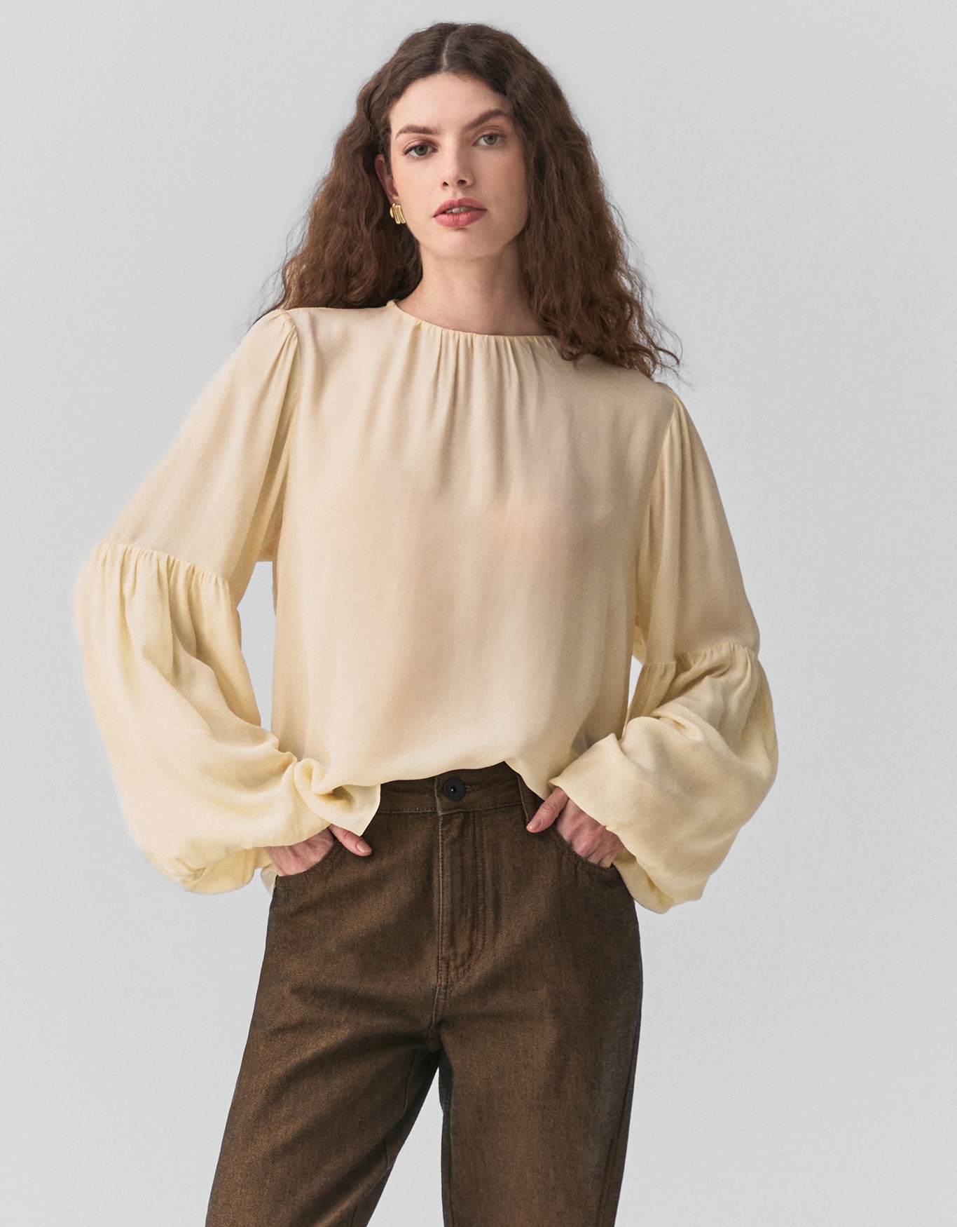 Blusa Ampla Manga Balonê