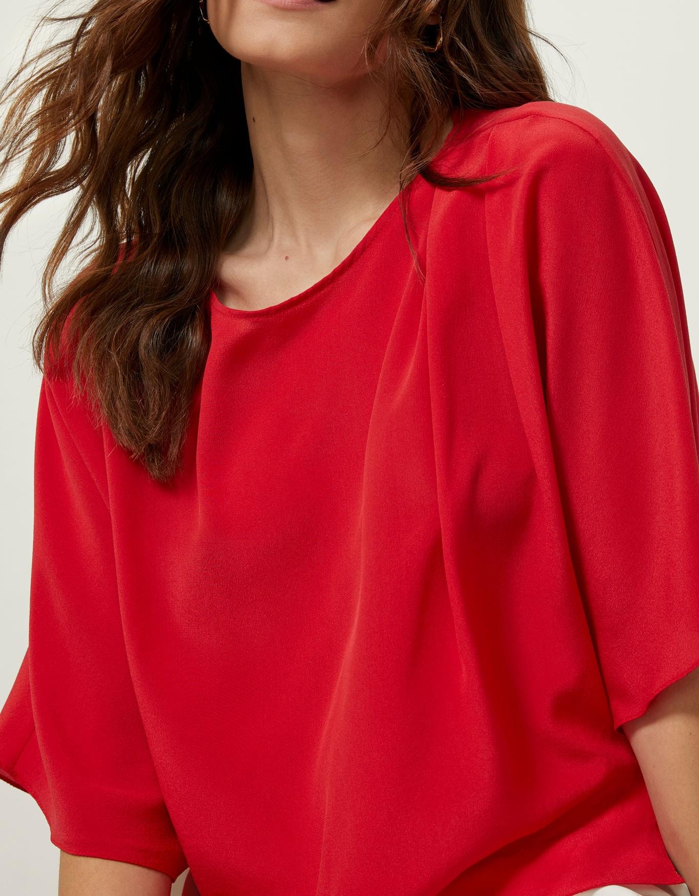 Blusa Ampla Seda Vermelha