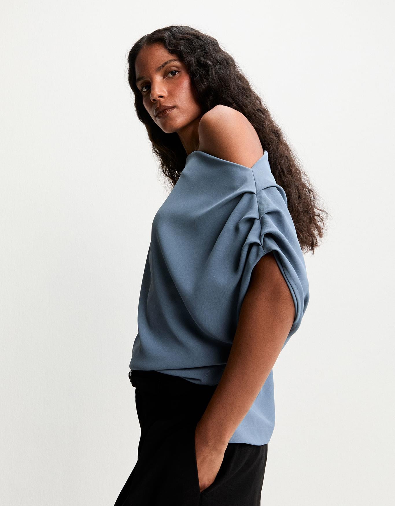 Blusa Assimétrica Azul Seco