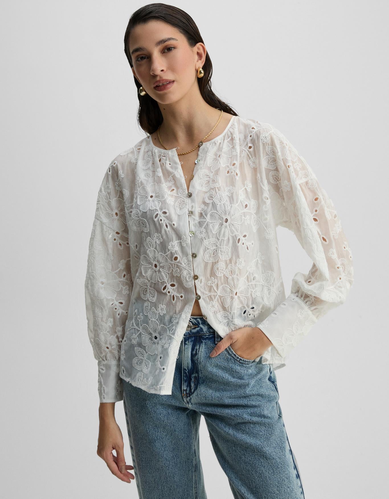 Blusa Bordado Floral