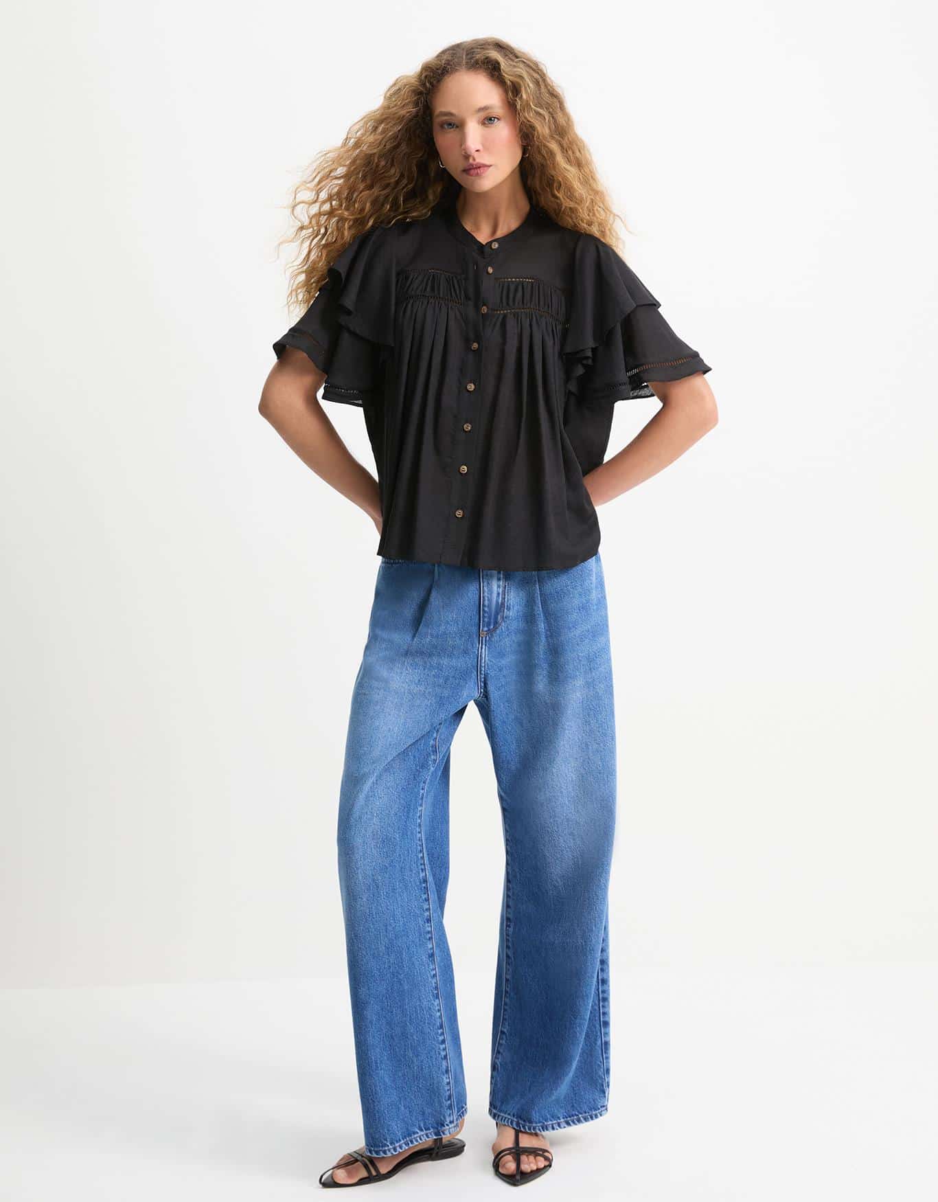 Blusa Botões Manga Curta