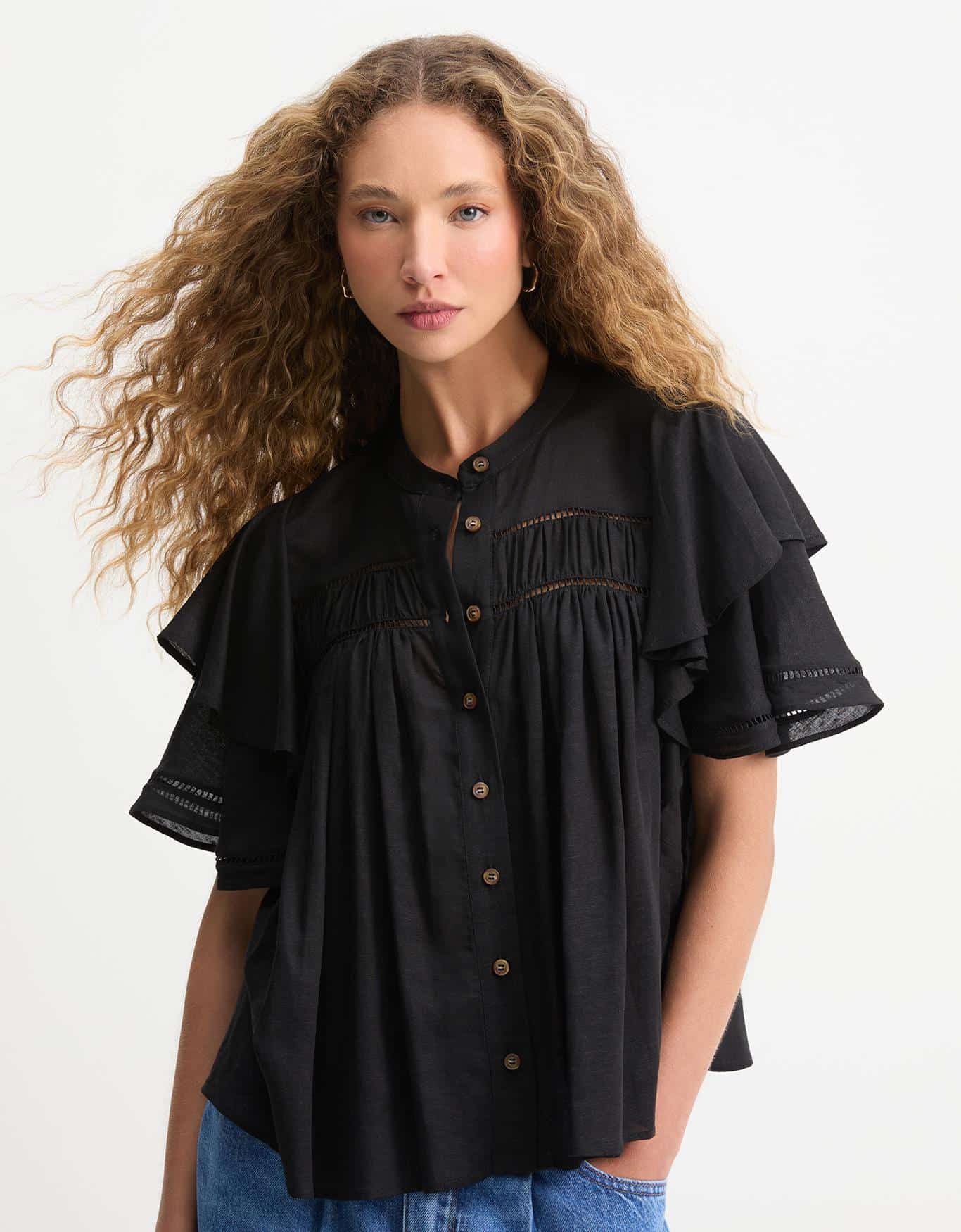 Blusa Botões Manga Curta