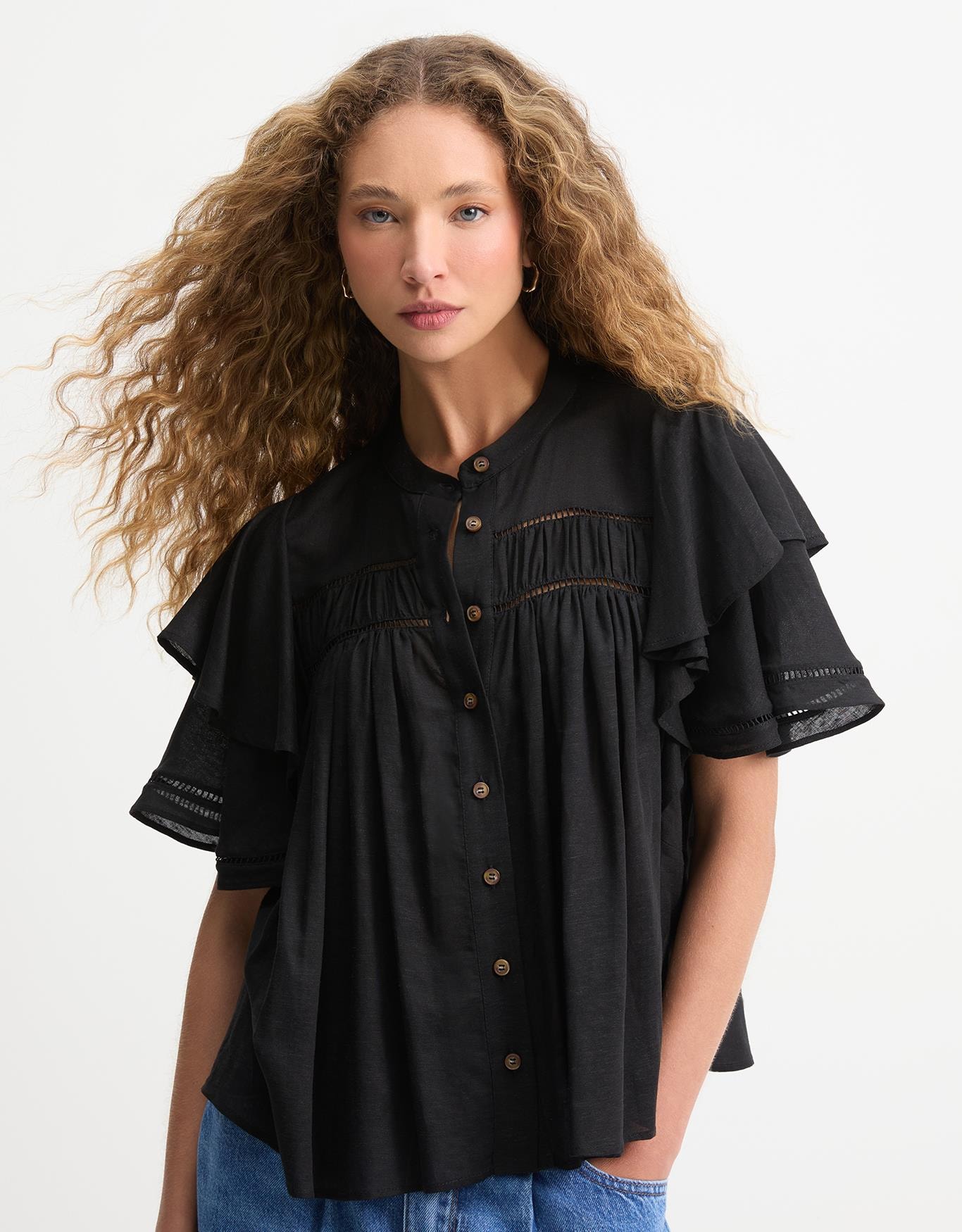 Blusa Botões Manga Curta