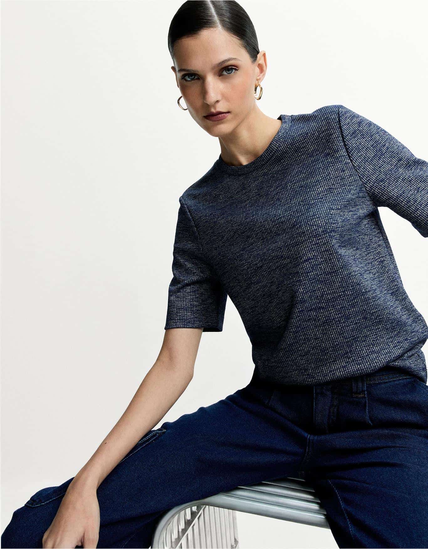 Blusa Canelado Mesclado