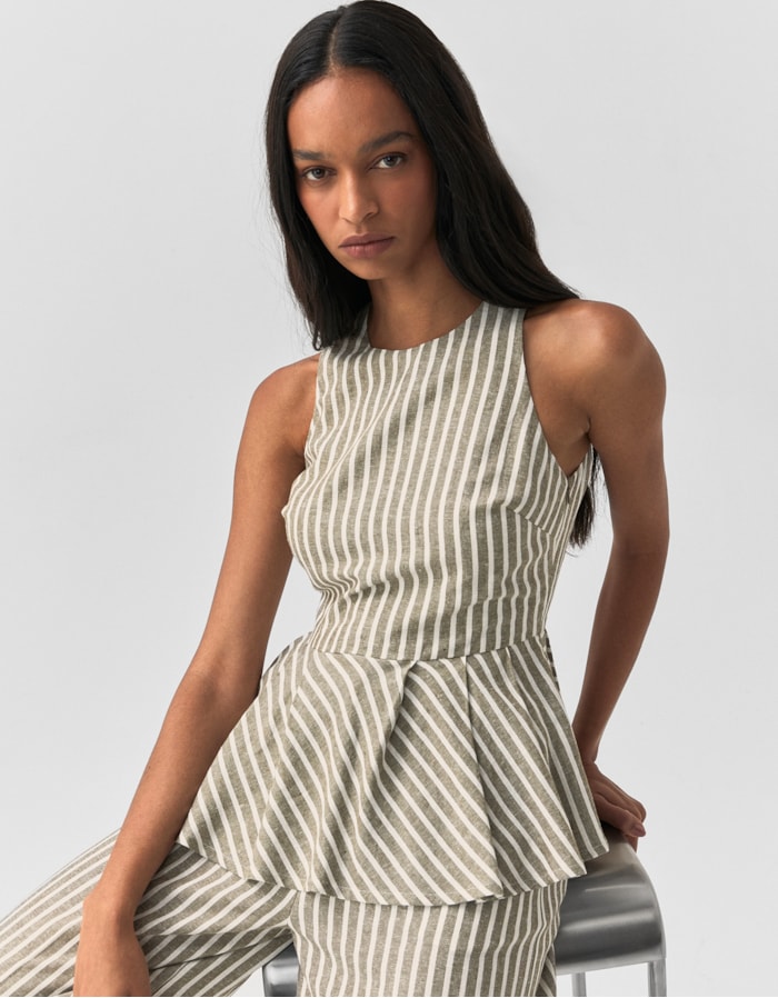 Shoulder — Blusa Fio Tinto Listras