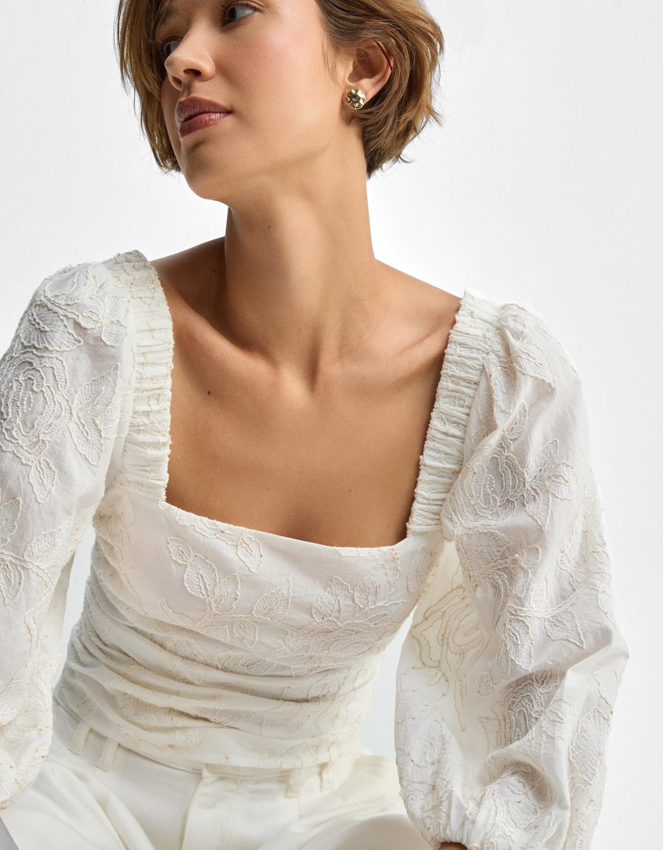 Blusa Floral Bordado Brilho