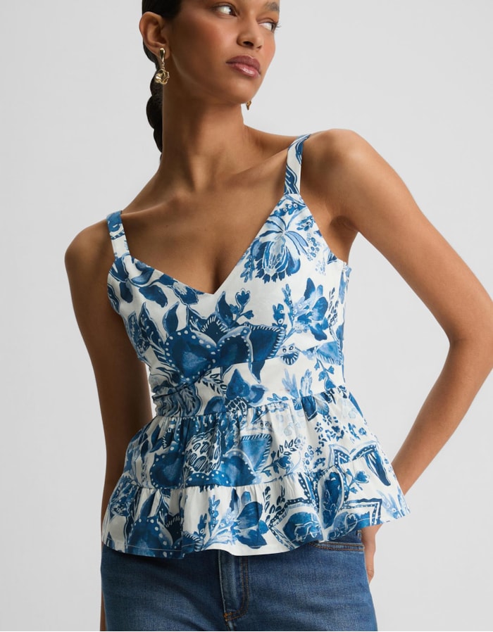 Shoulder — Blusa Floral Indigo