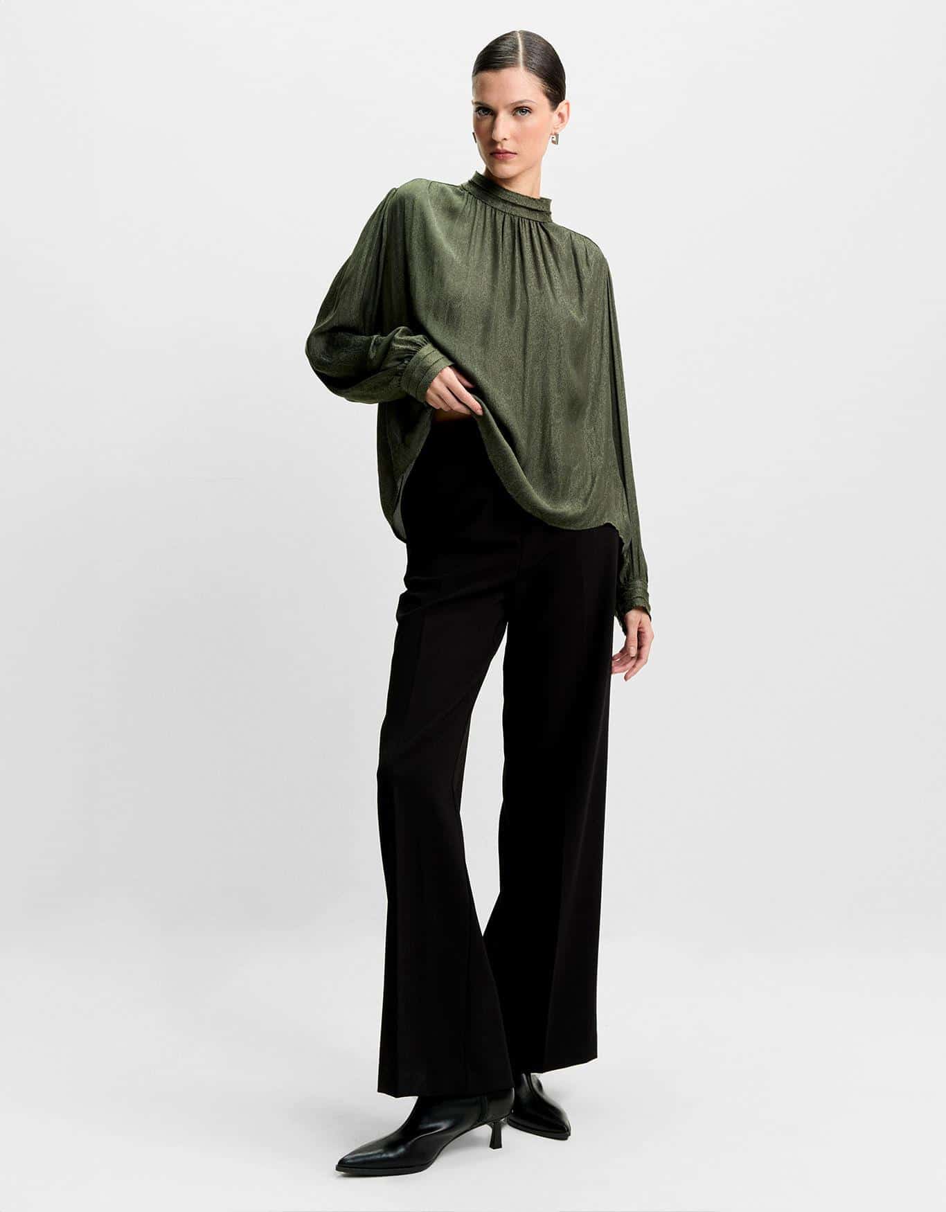 Blusa Franzido Manga Longa