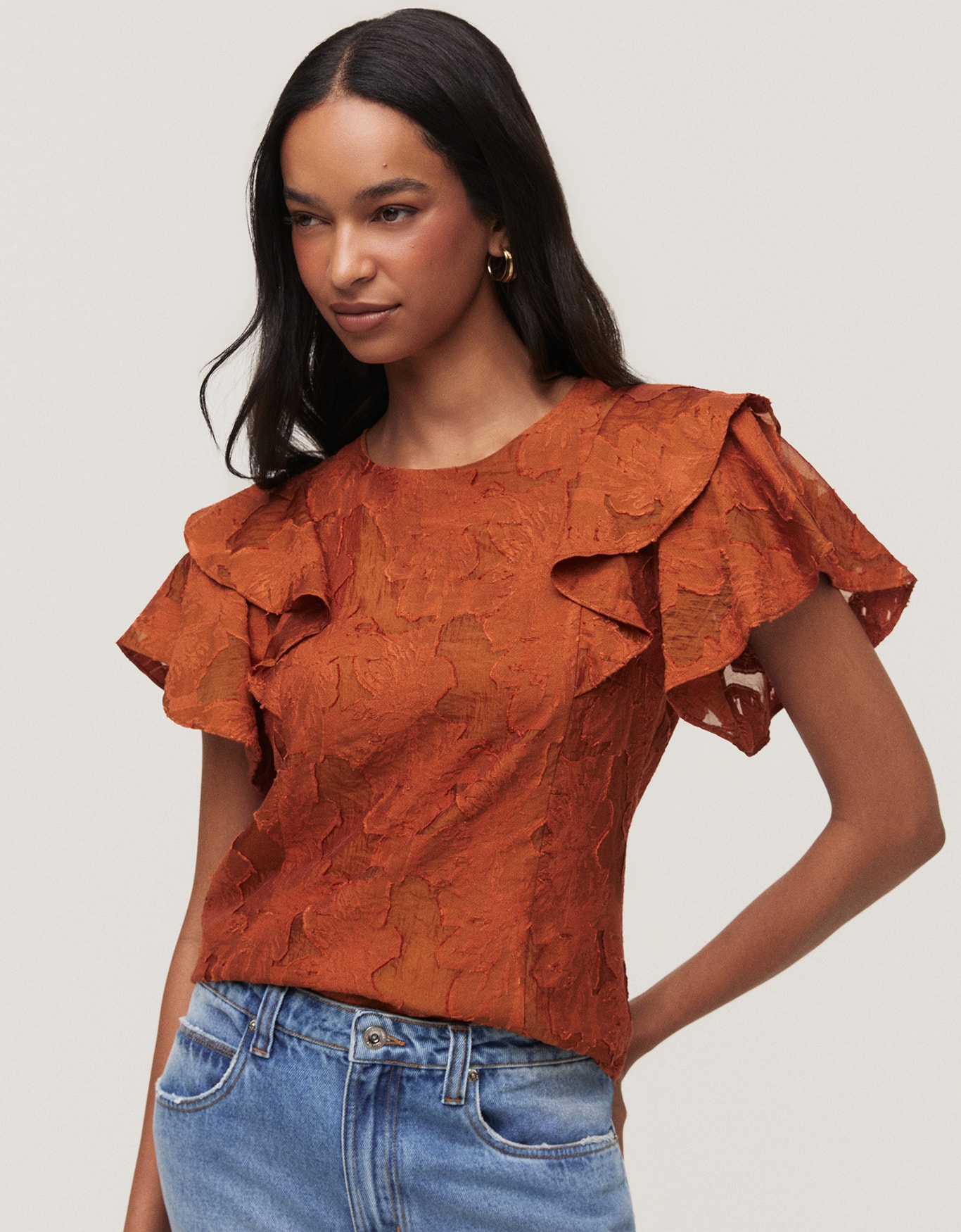 Blusa Jacquard Babados