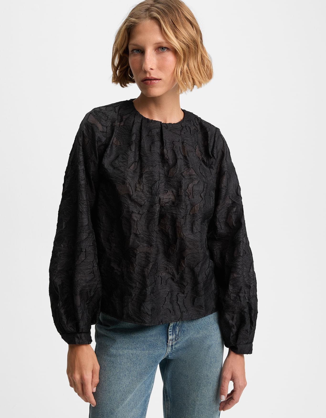 Blusa Jacquard Texturas Preta