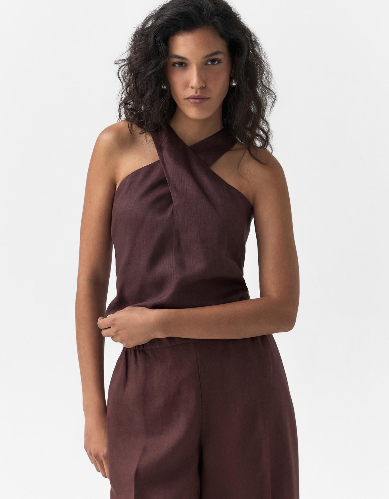 Blusa Linho Decote Tranpassado