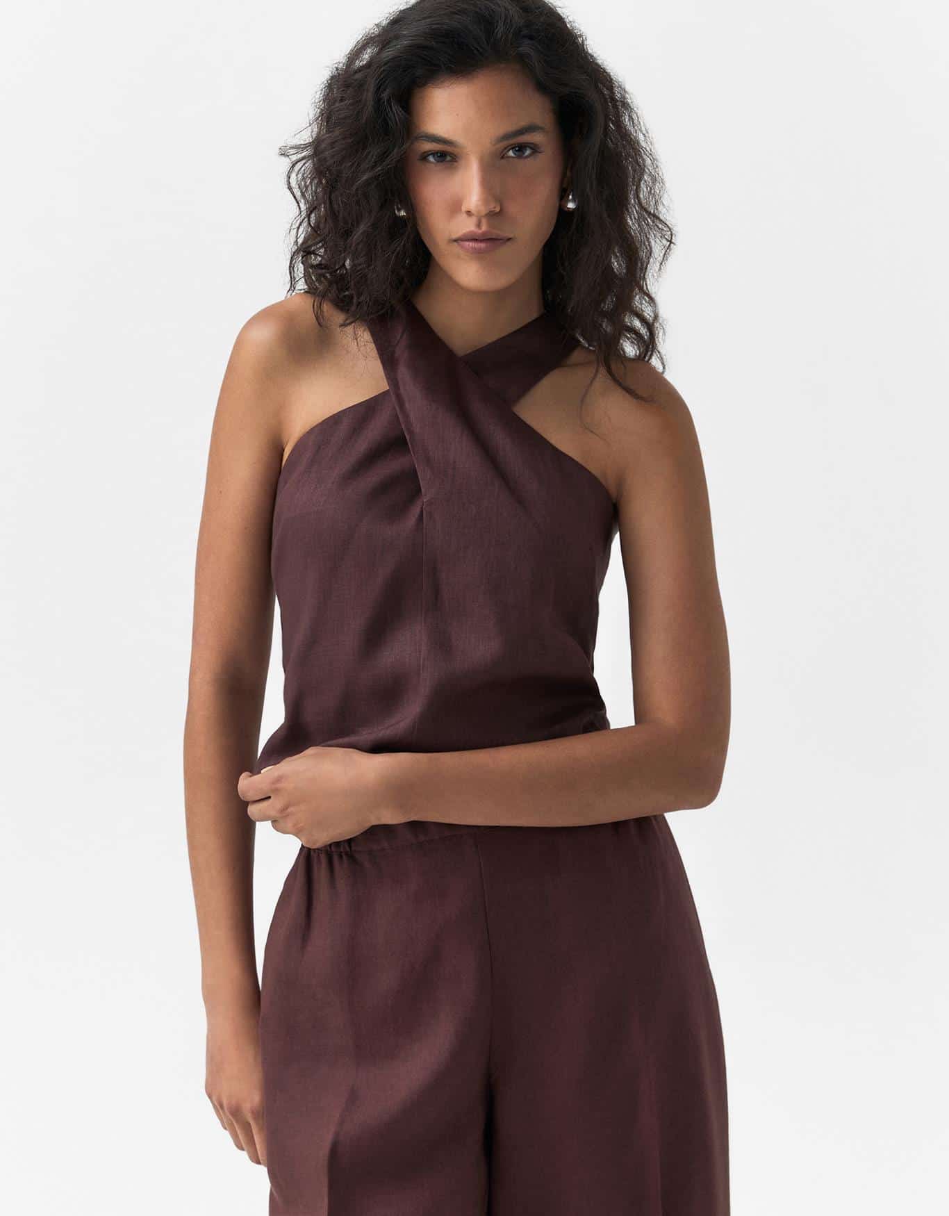 Blusa Linho Decote Tranpassado