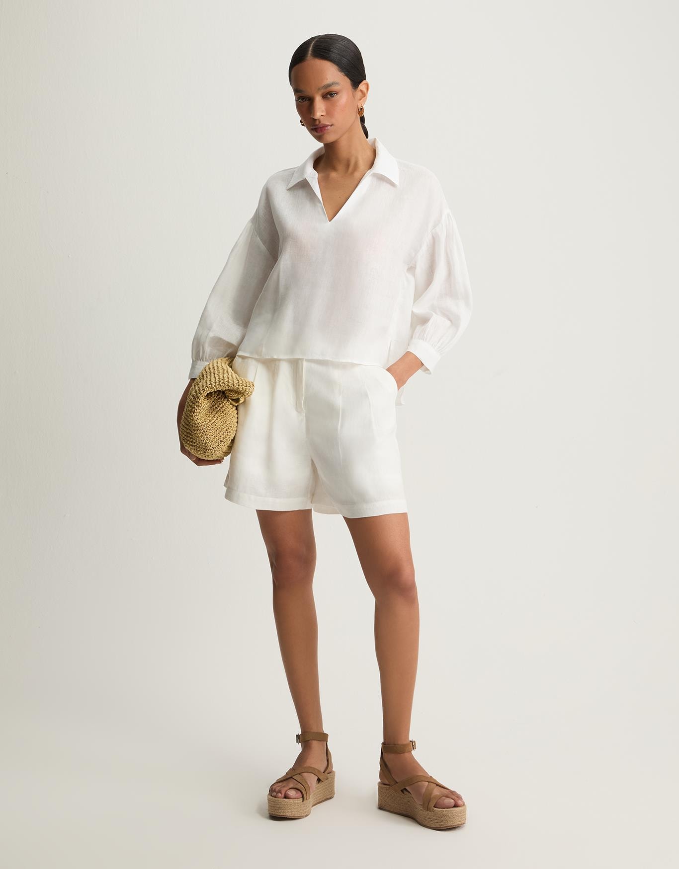 Blusa Linho Decote v