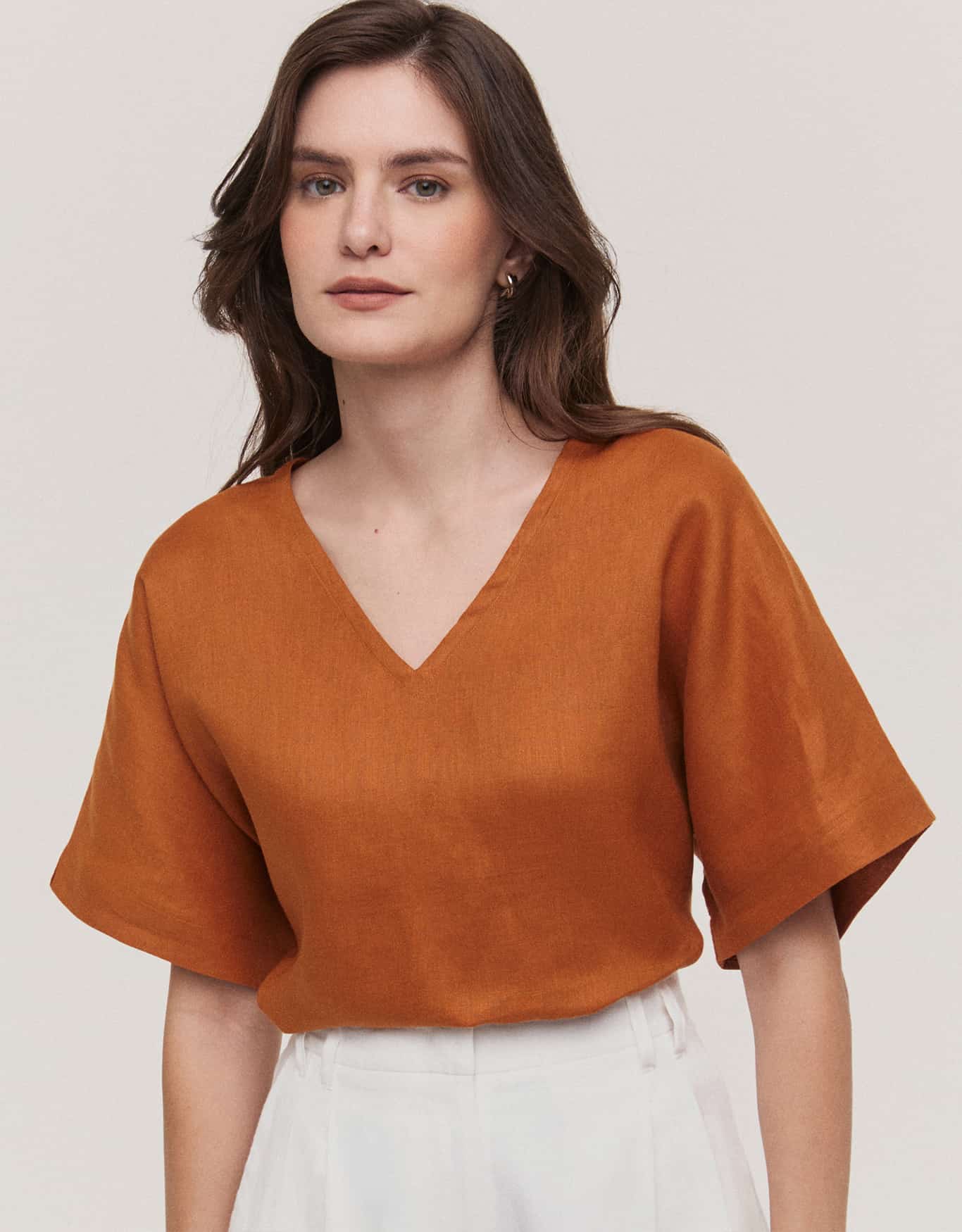 Blusa Linho Decote V