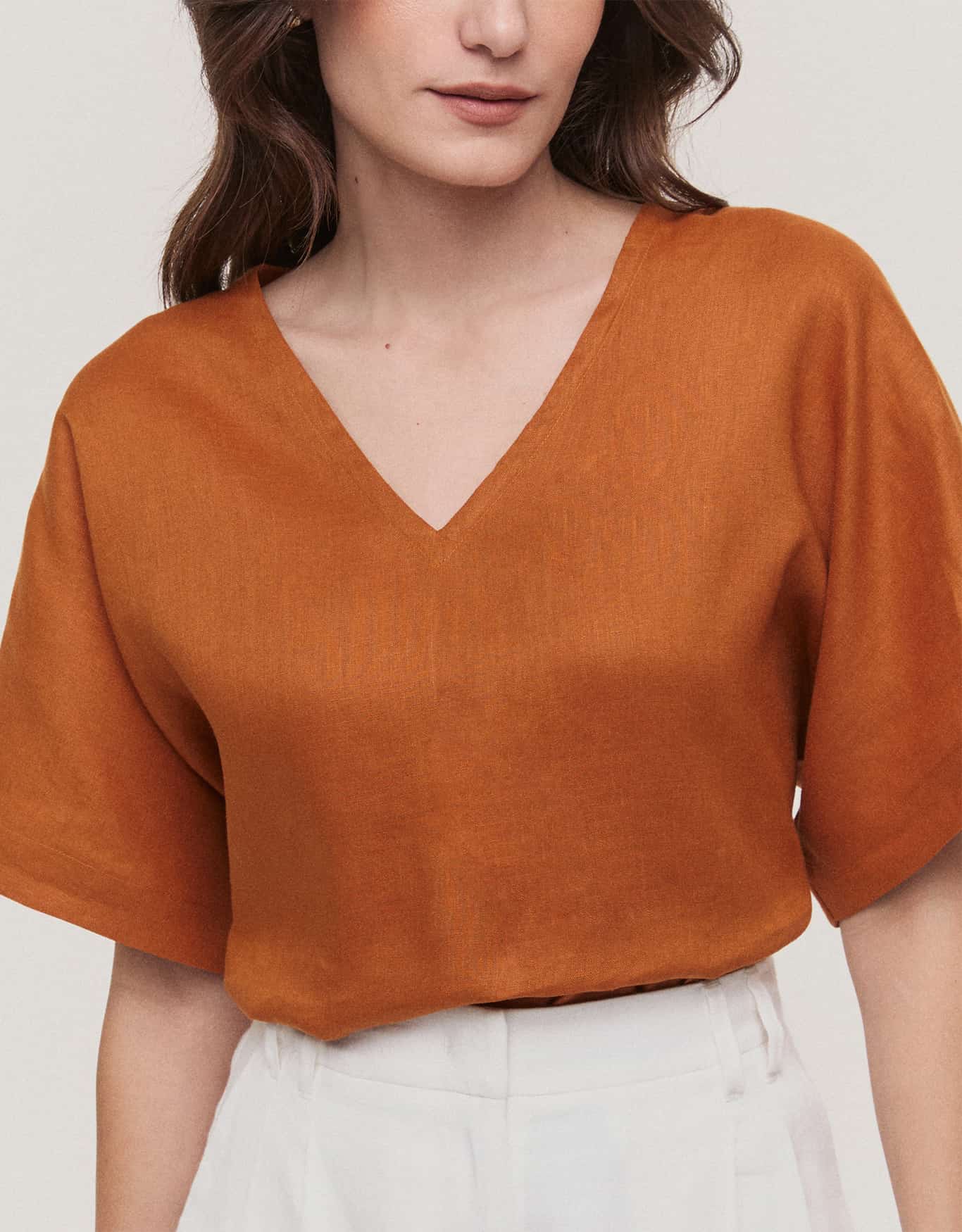 Blusa Linho Decote V