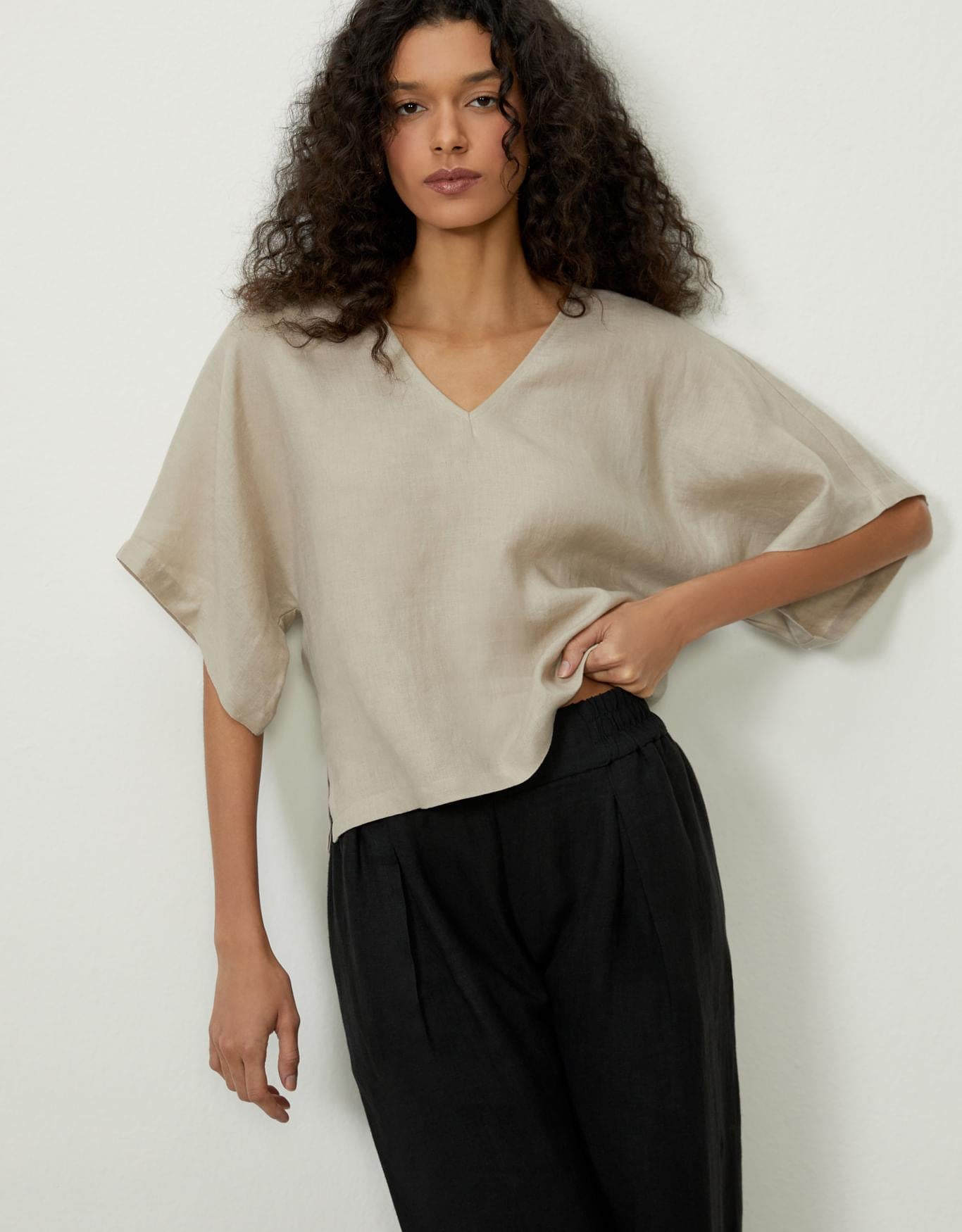 Blusa Linho Manga Ampla