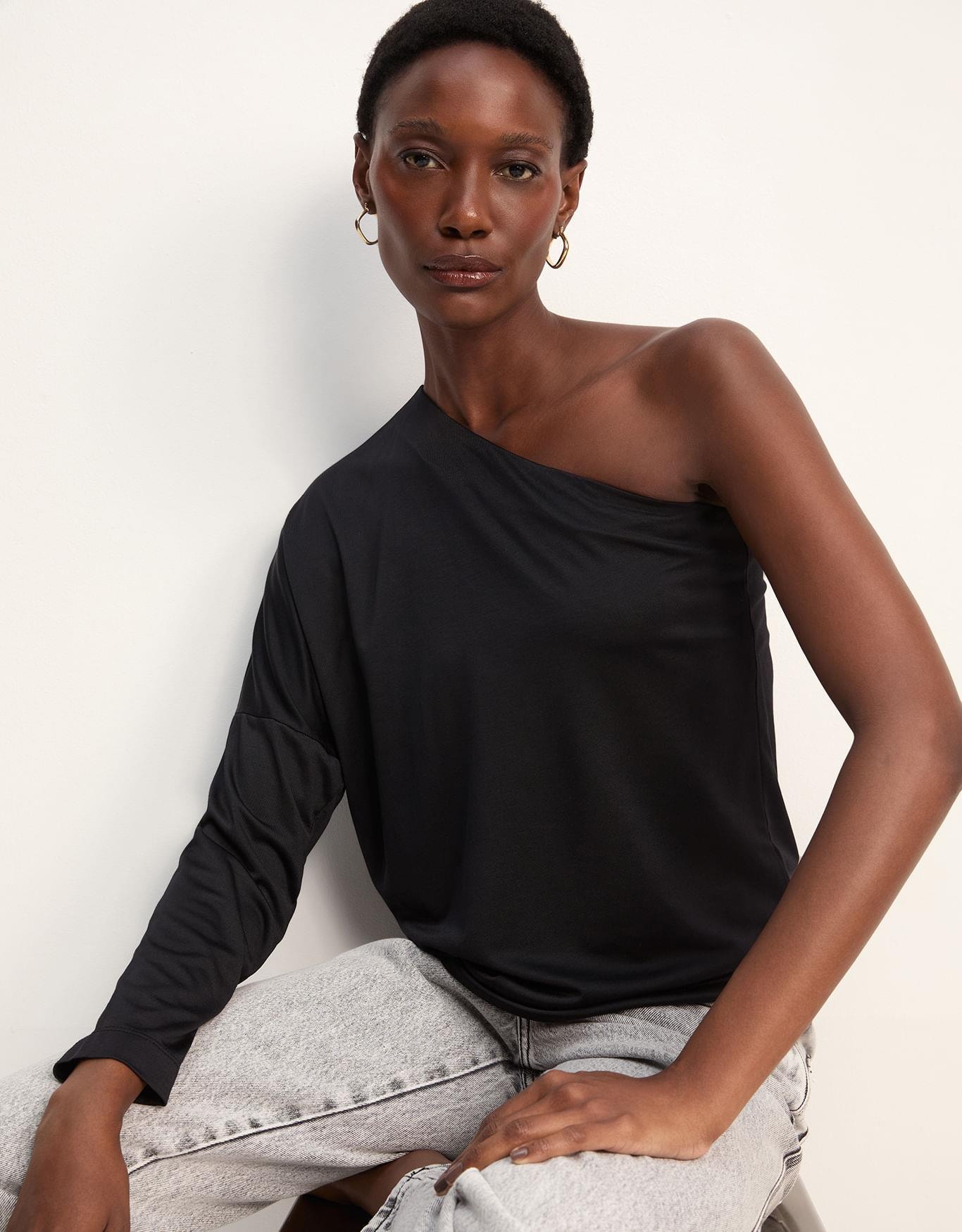 Blusa Malha Ampla Um Ombro Só