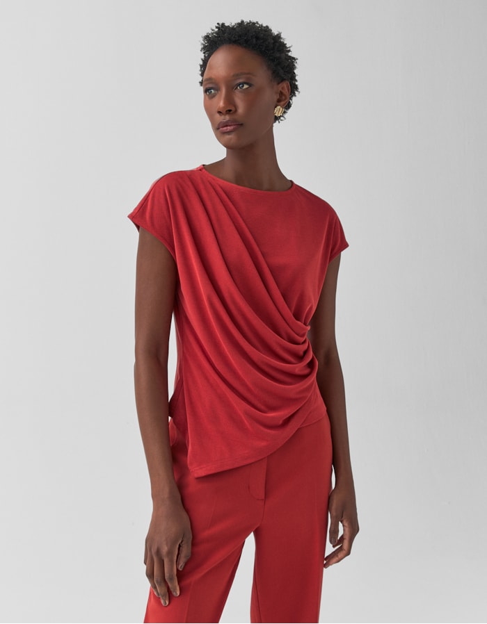 Shoulder — Blusa Malha Barra Assimétrica