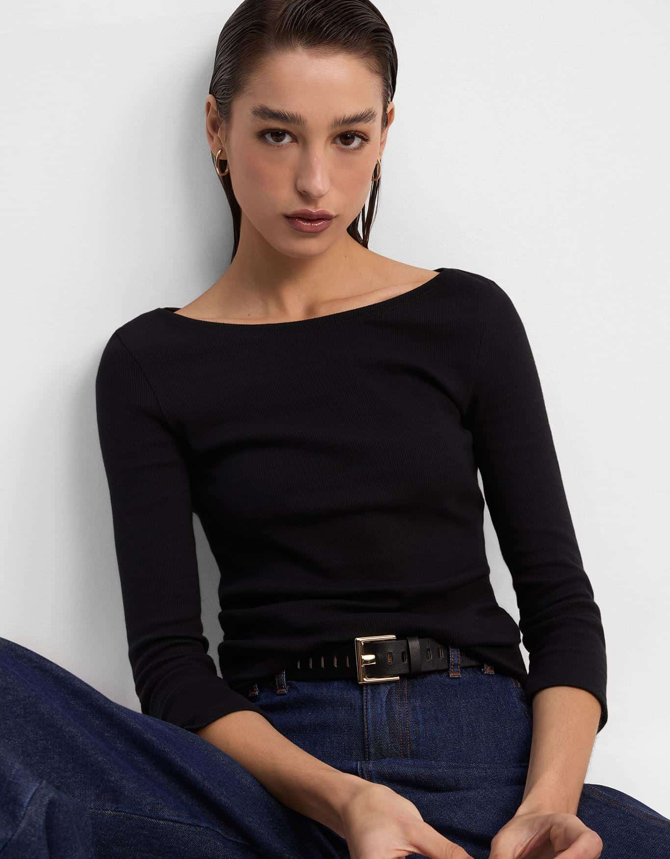 Blusa  Malha Decote Canoa