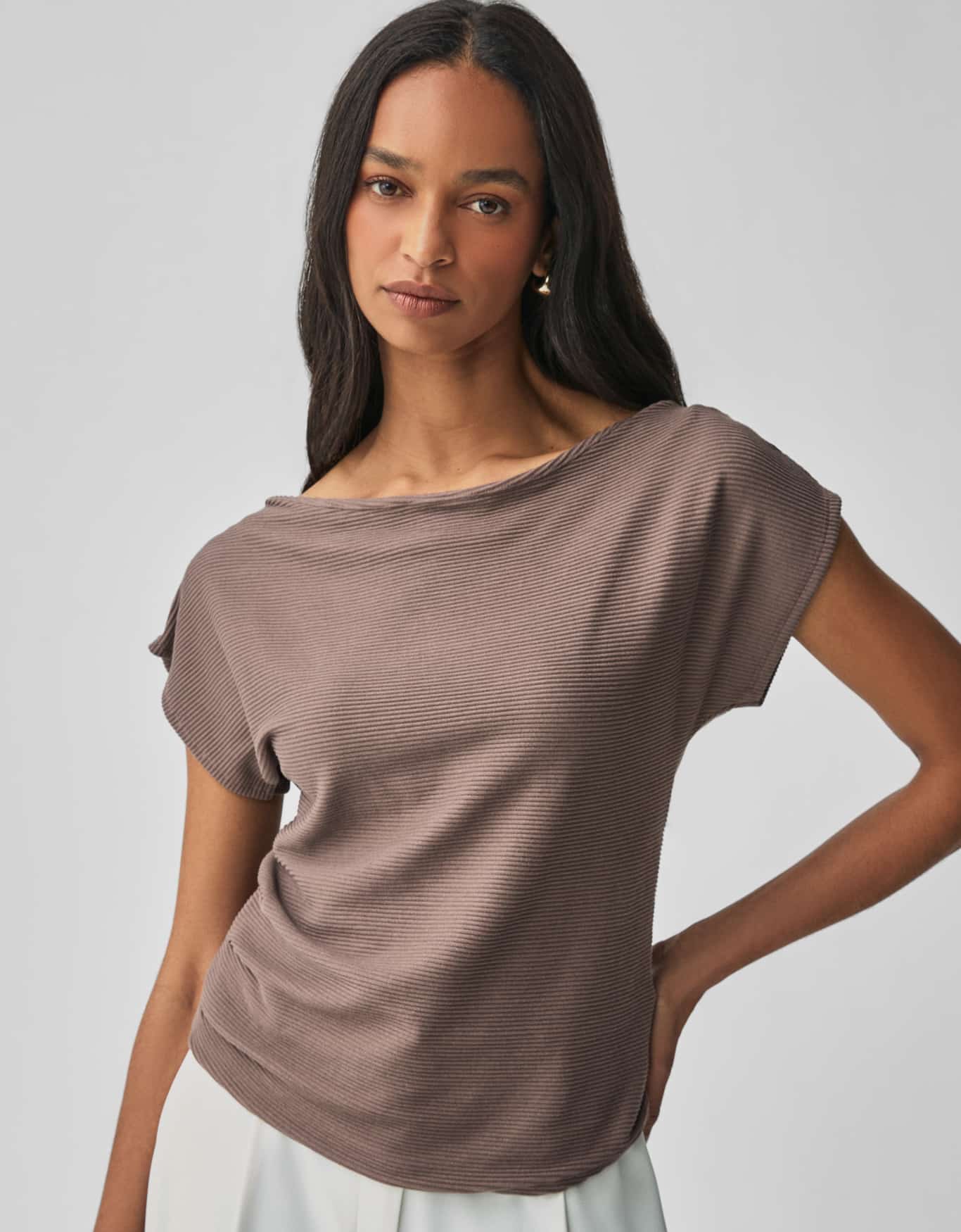 Blusa Malha Decote Canoa