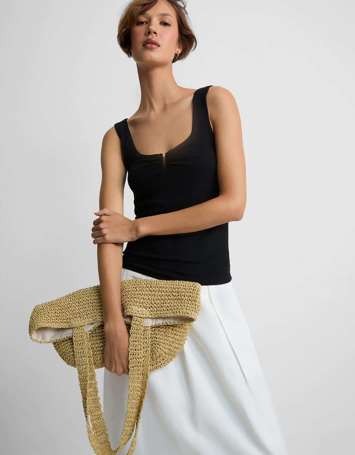 Blusa Malha Decote Franzido