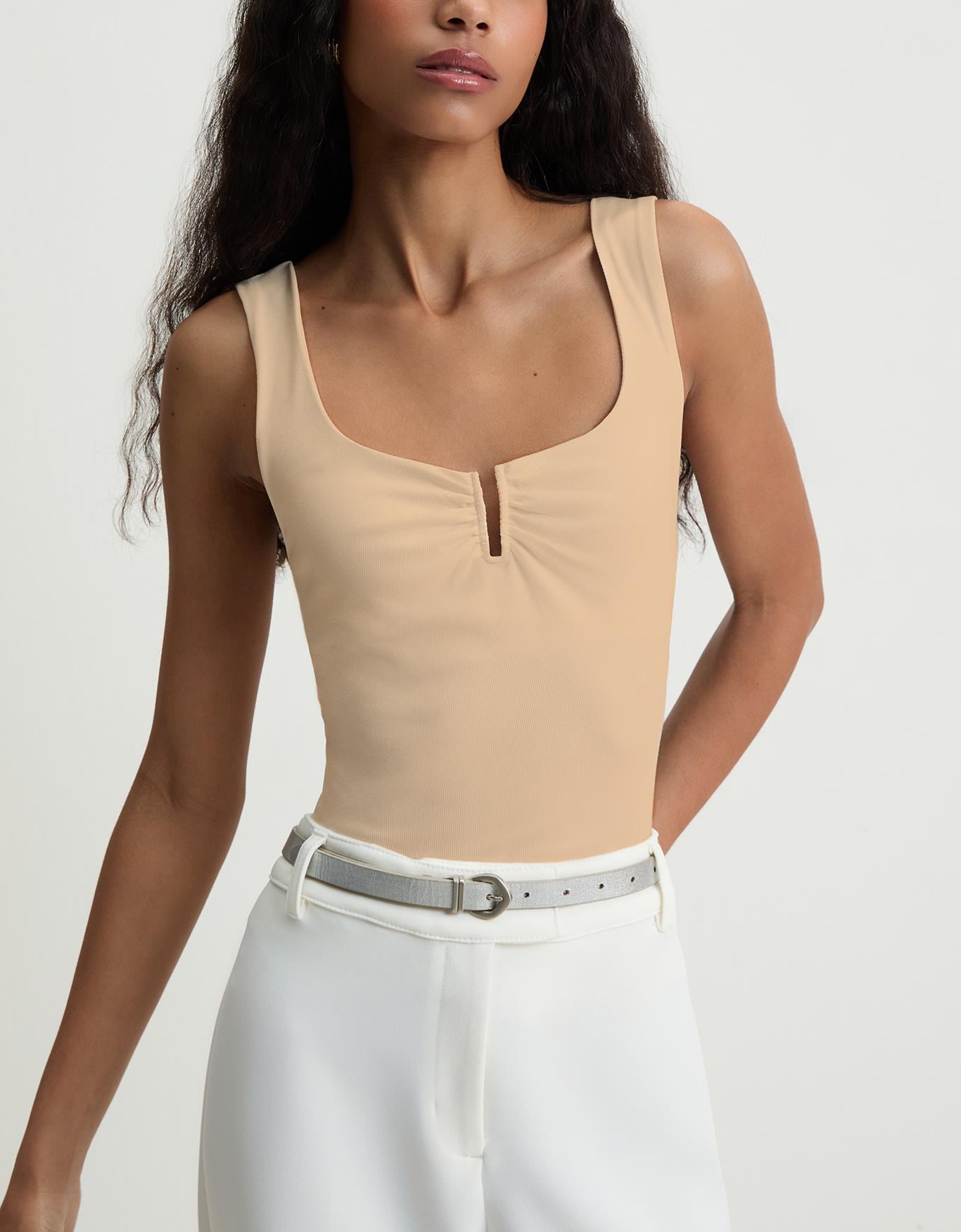 Blusa Malha Decote Franzido