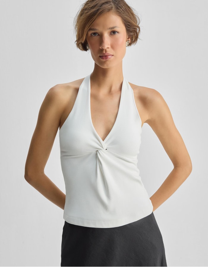 Shoulder — Blusa Malha Decote Frente Única