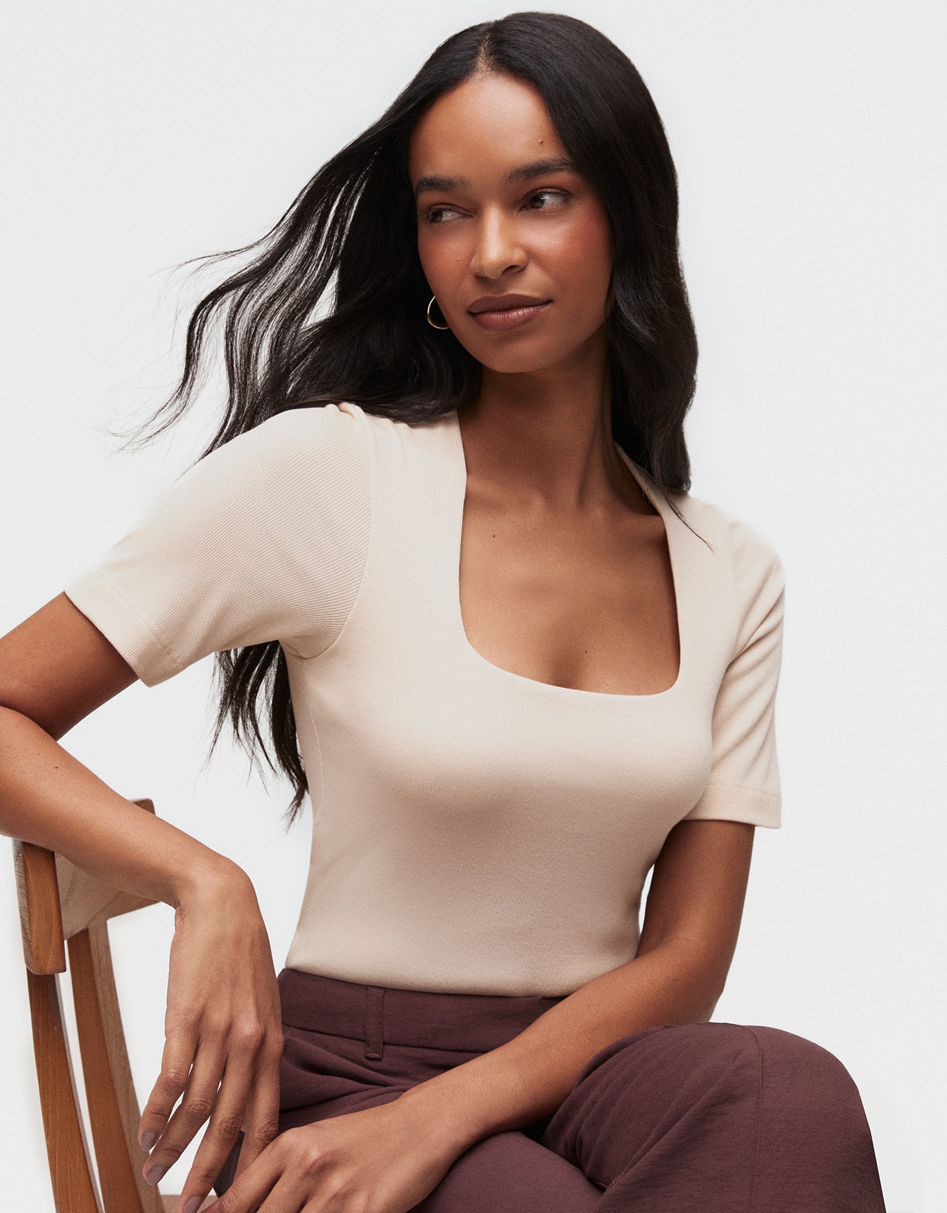 Blusa Malha Decote Quadrado