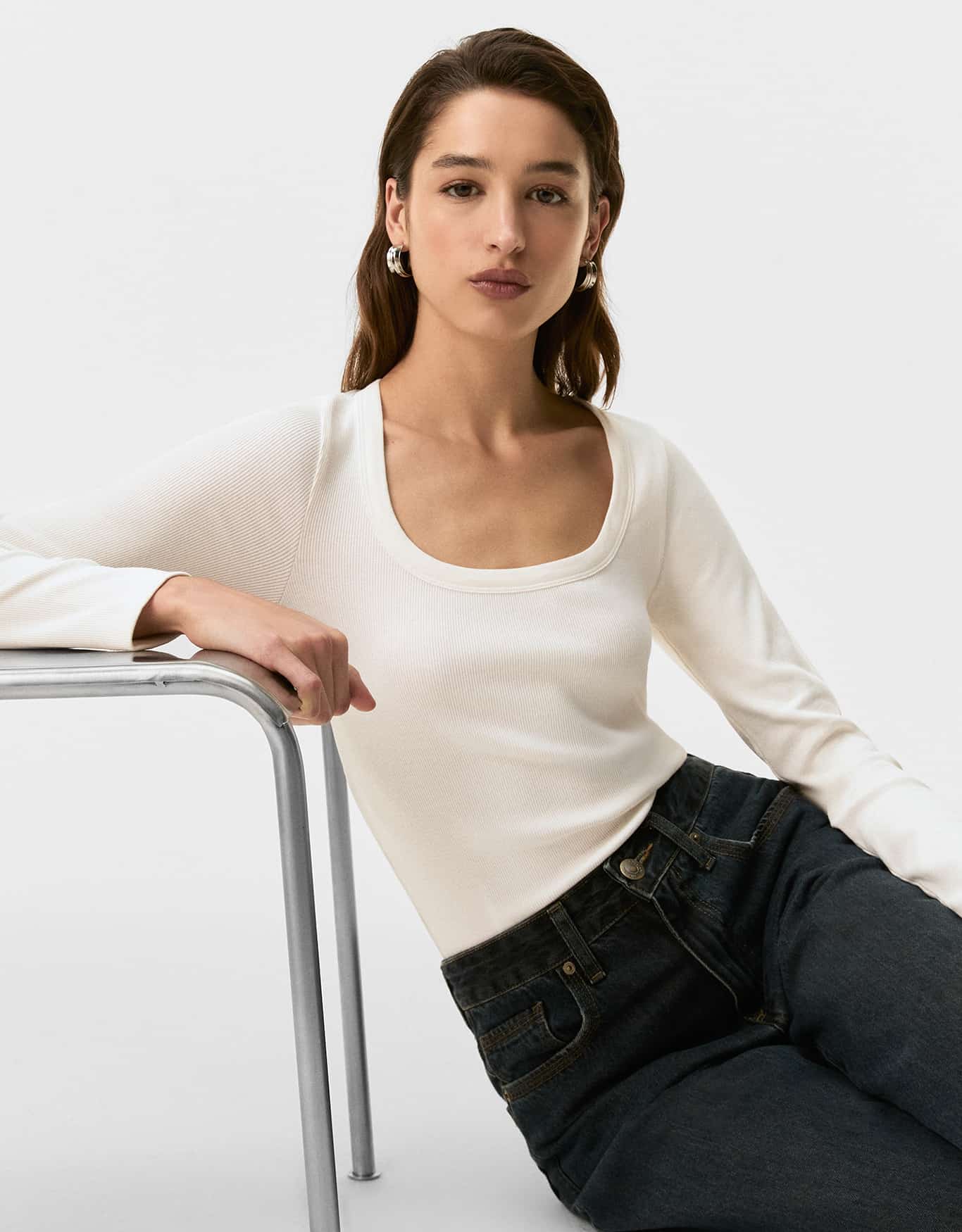 Blusa Malha Decote U Off-White