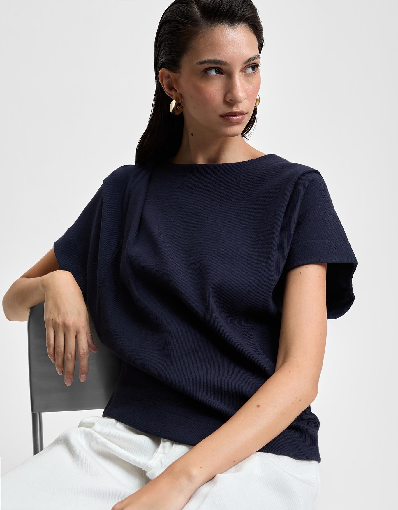 Blusa Malha Drapeado