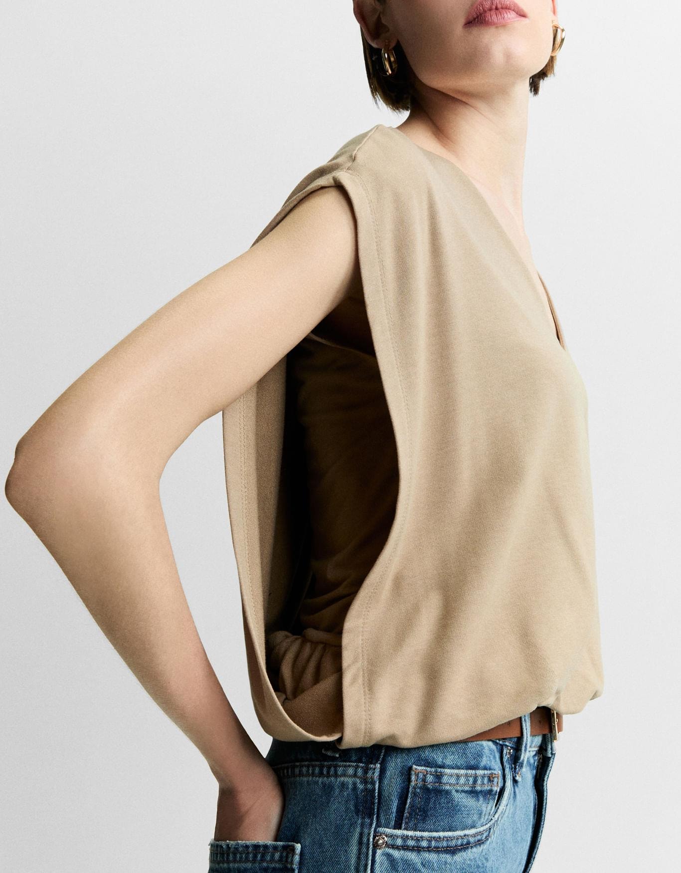 Blusa Malha Franzido Barra