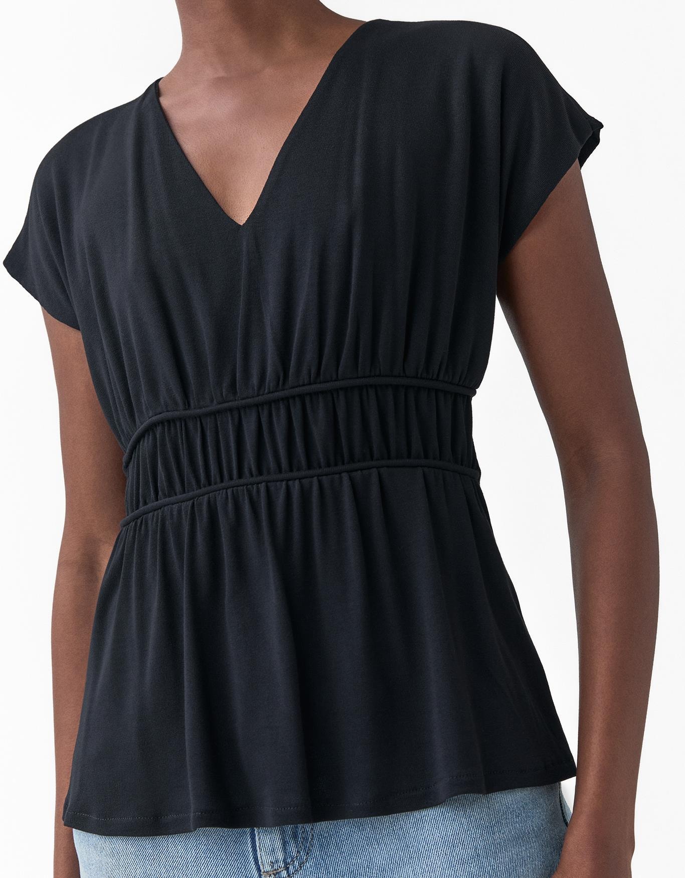 Blusa Malha Franzido Cintura