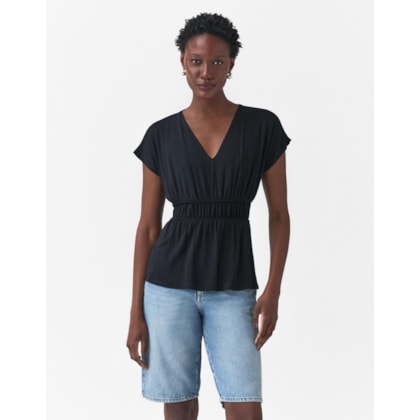 Blusa Malha Franzido Cintura