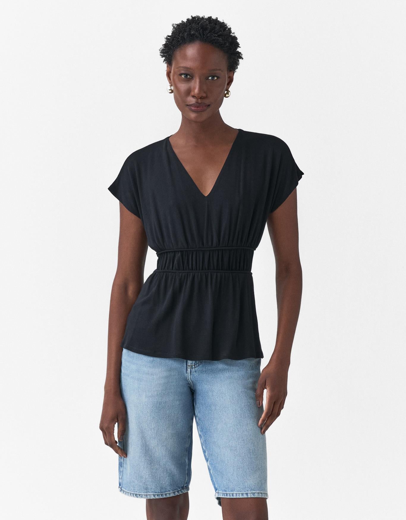 Blusa Malha Franzido Cintura