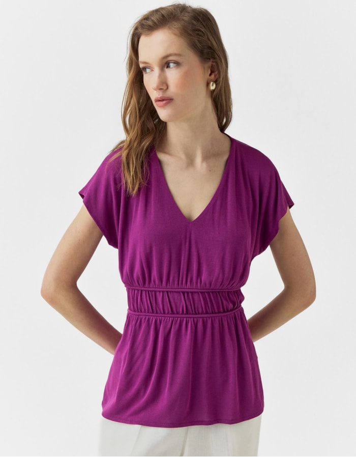 Shoulder — Blusa Malha Franzido Cintura