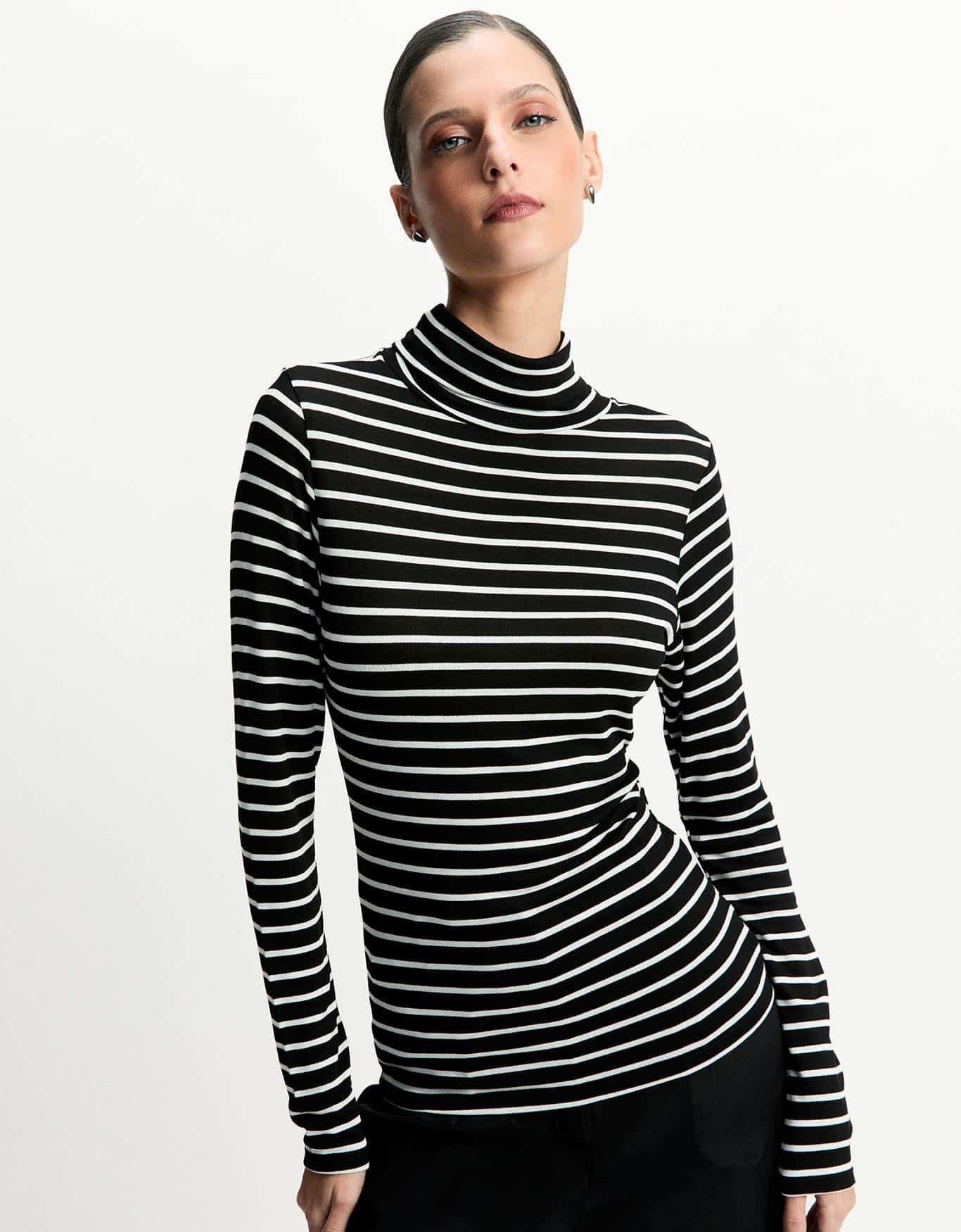 Blusa Malha Listra Manga Longa