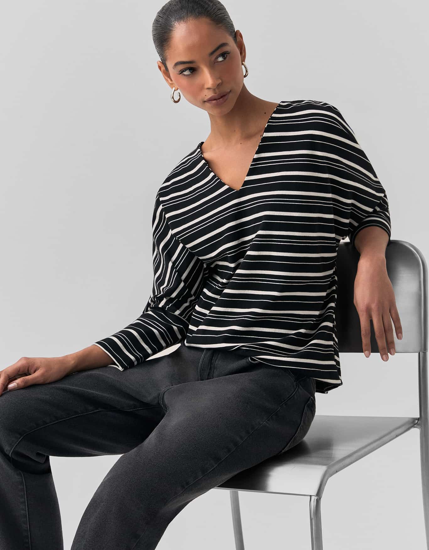 Blusa Malha Listras Irregulares