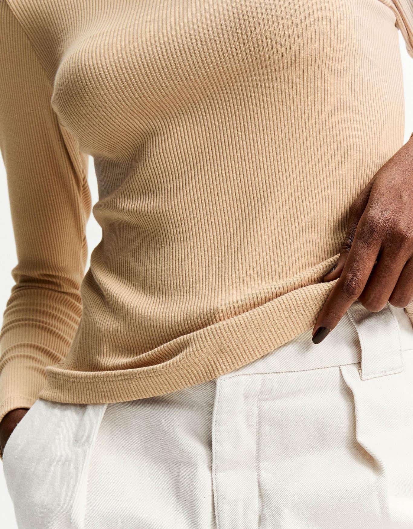 Blusa Malha Manga Longa Khaki