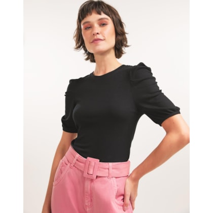 Blusa Malha Manga Prega