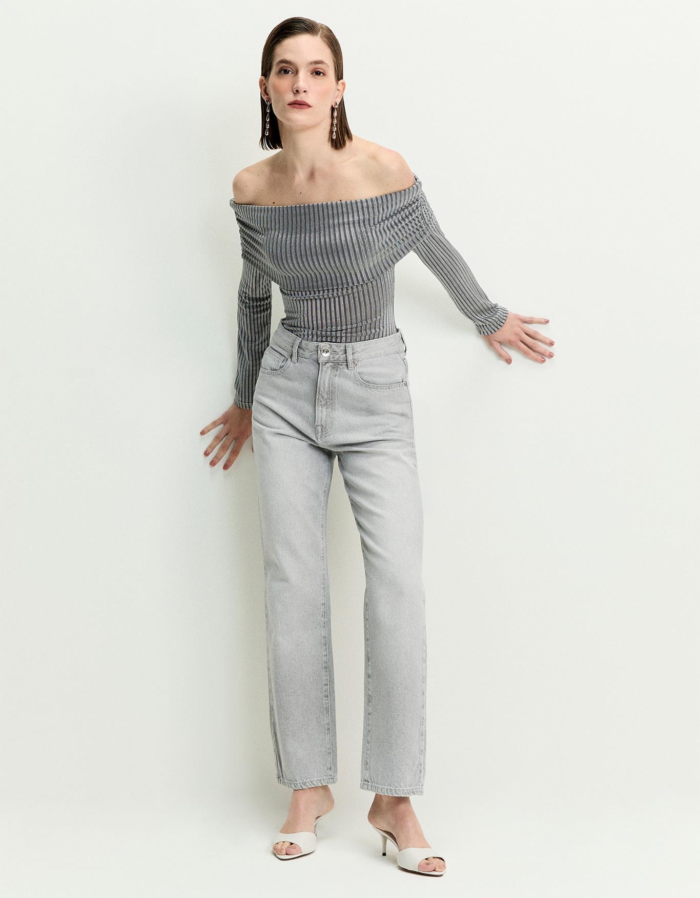 Blusa Malha Off Shoulder Lurex